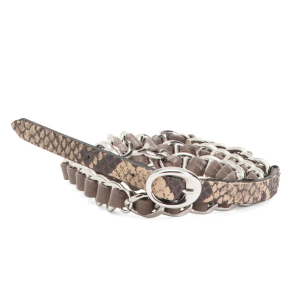MARTINA MORI Made In Italy Leather Chain Belt Women snake print size Large